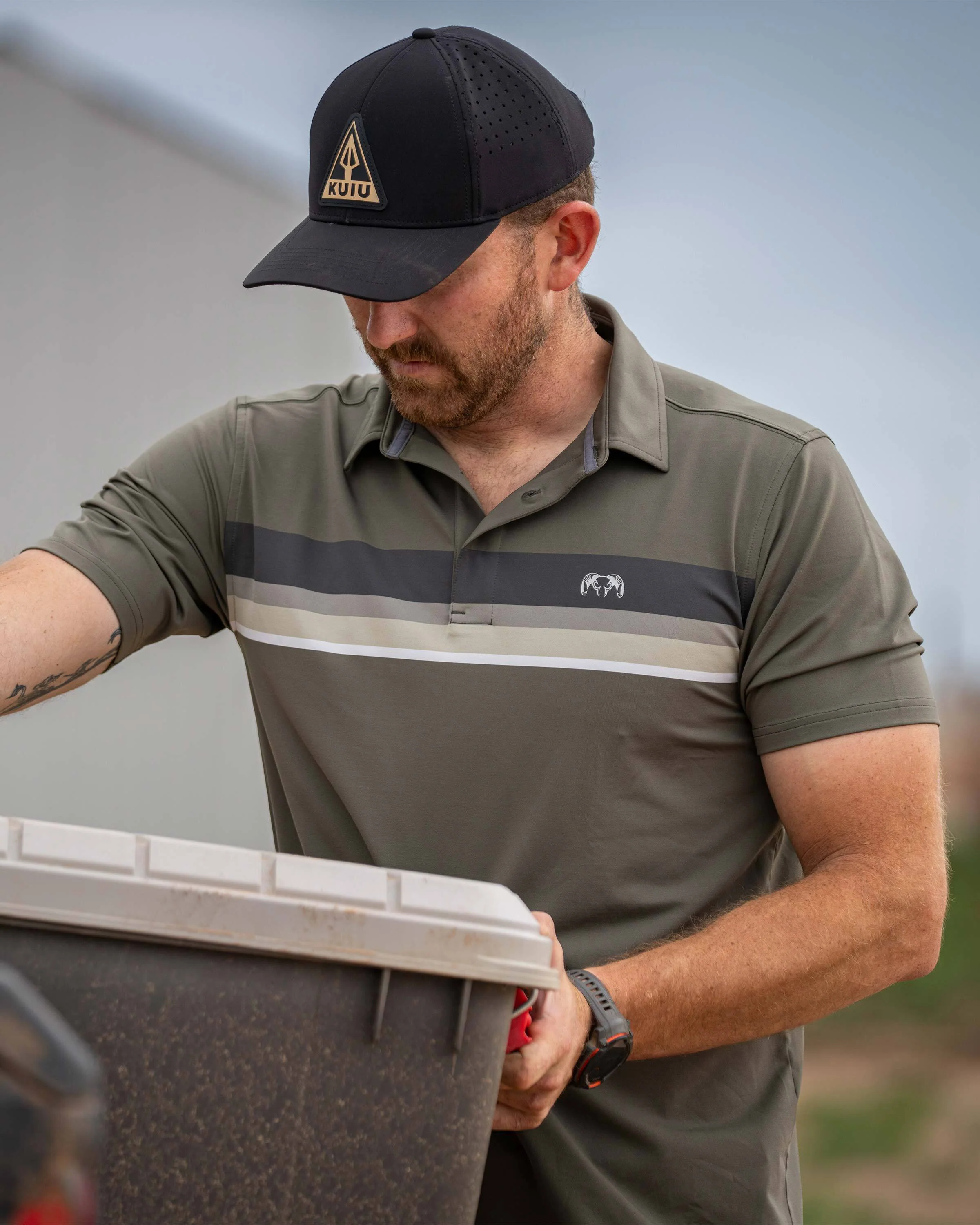 KUIU Performance Polo Stripe | Steel Blue Chest Stripe - Image 5