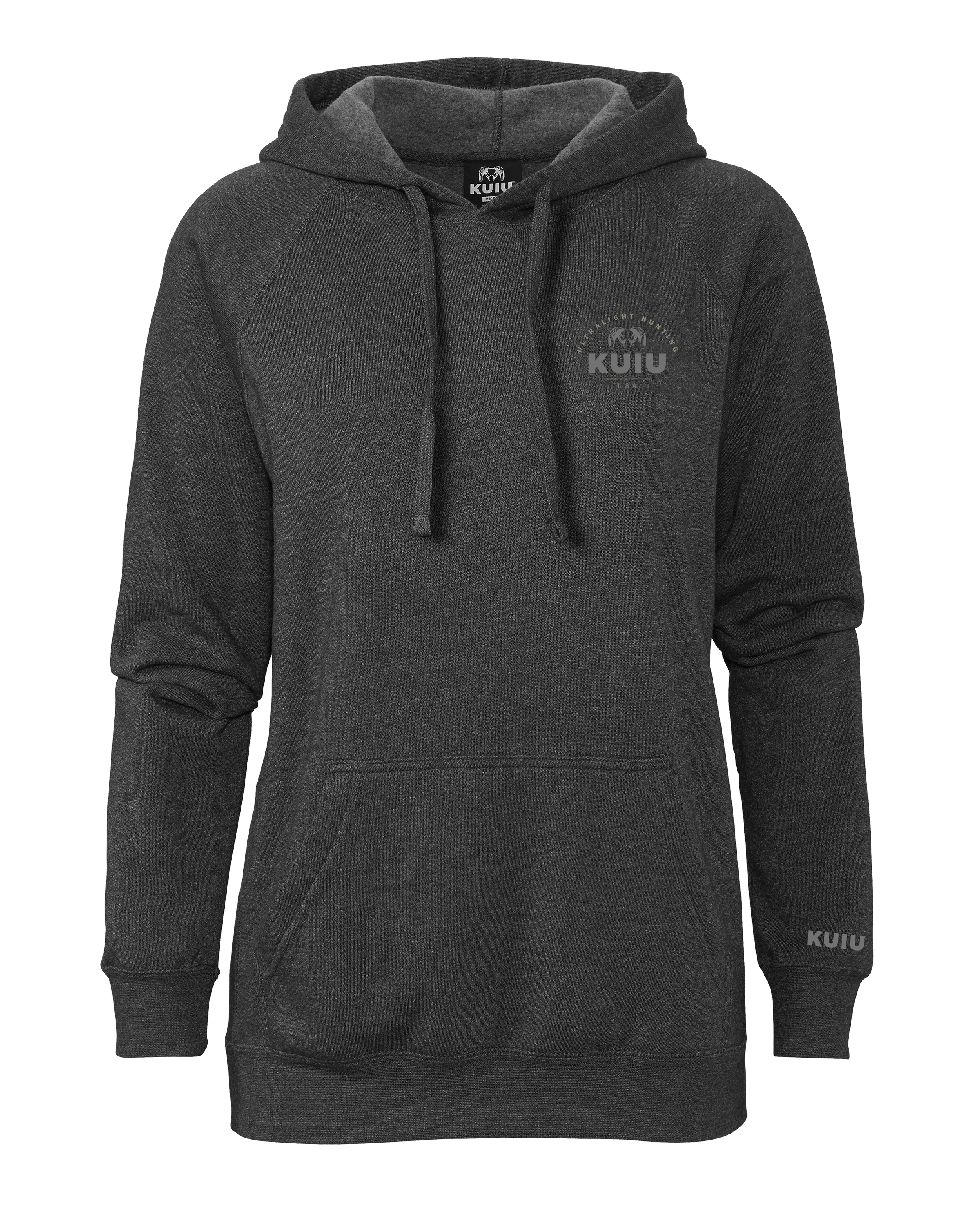 KUIU Women's Stacked Chest Logo Hoodie | Charcoal