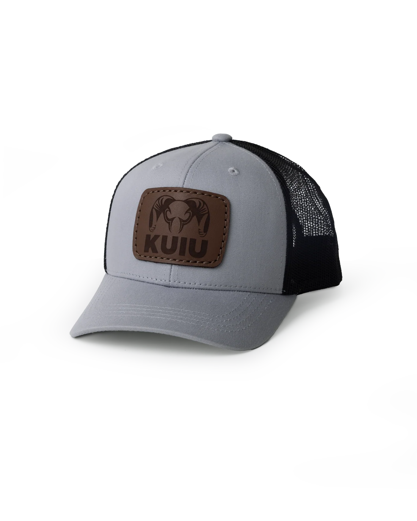 Youth Leather Patch Mesh Back Hat | Heather Grey/Black